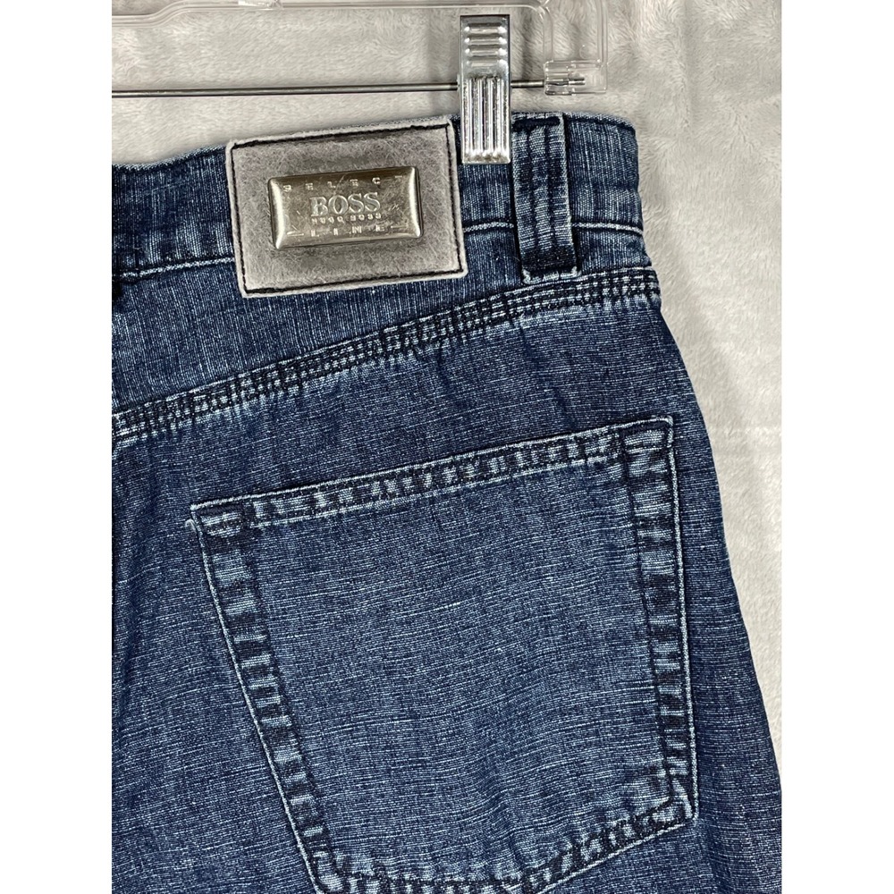 Hugo Boss Alabama Straight Leg Jeans Mens 30x34 Dark Wash Cotton Linen Blend